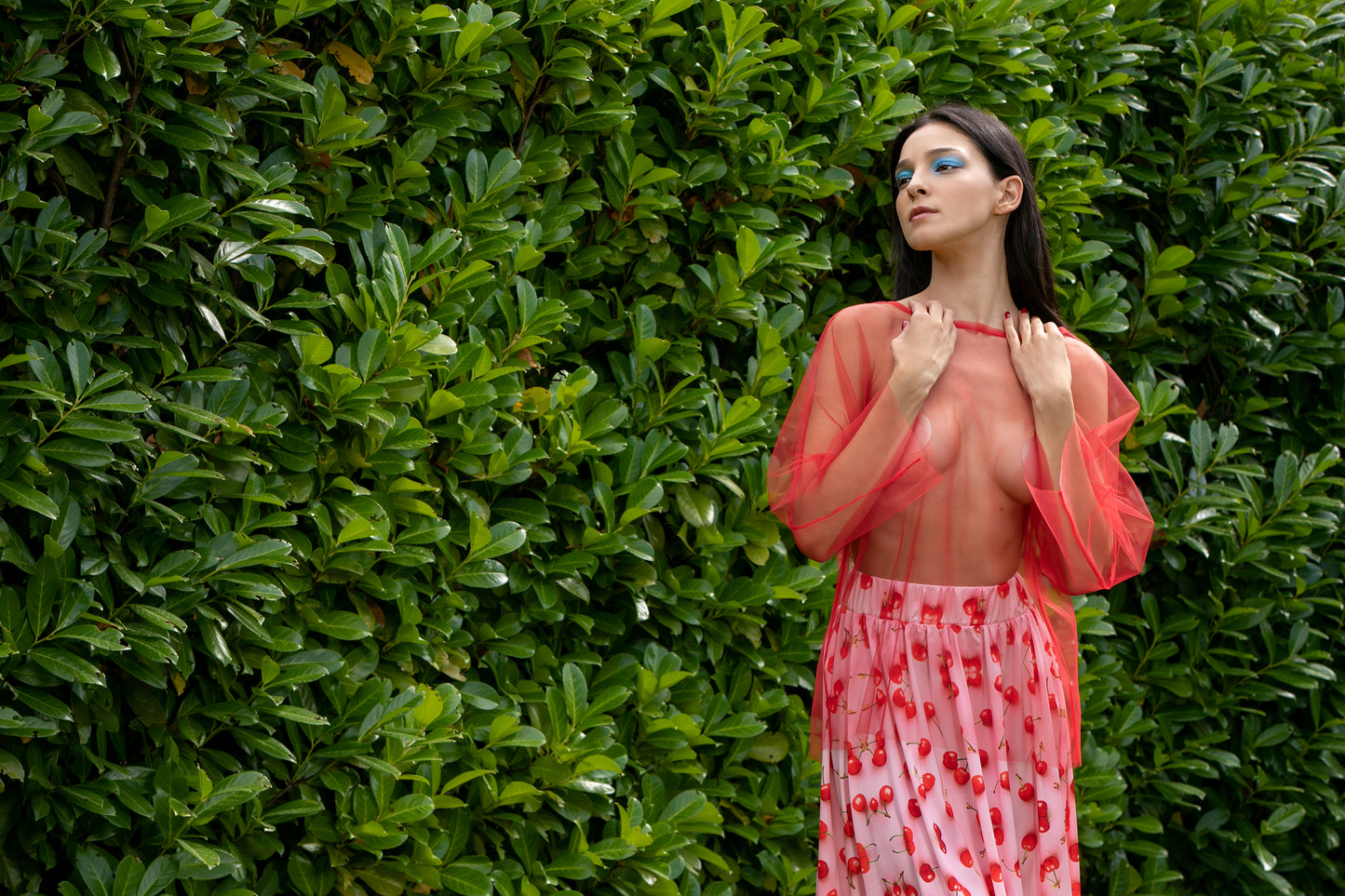 Sheer Mesh Top in Red