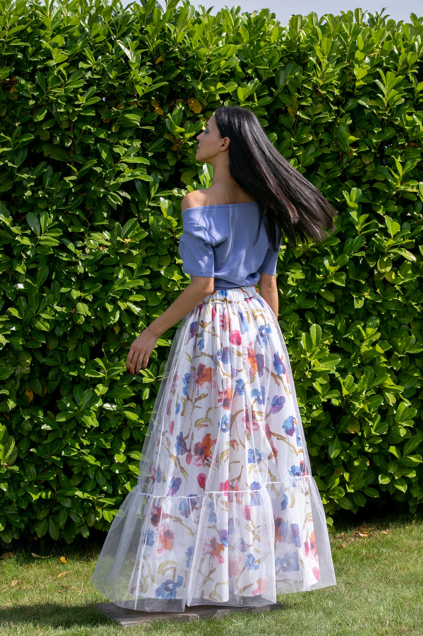 Floral Skirt With Tulle