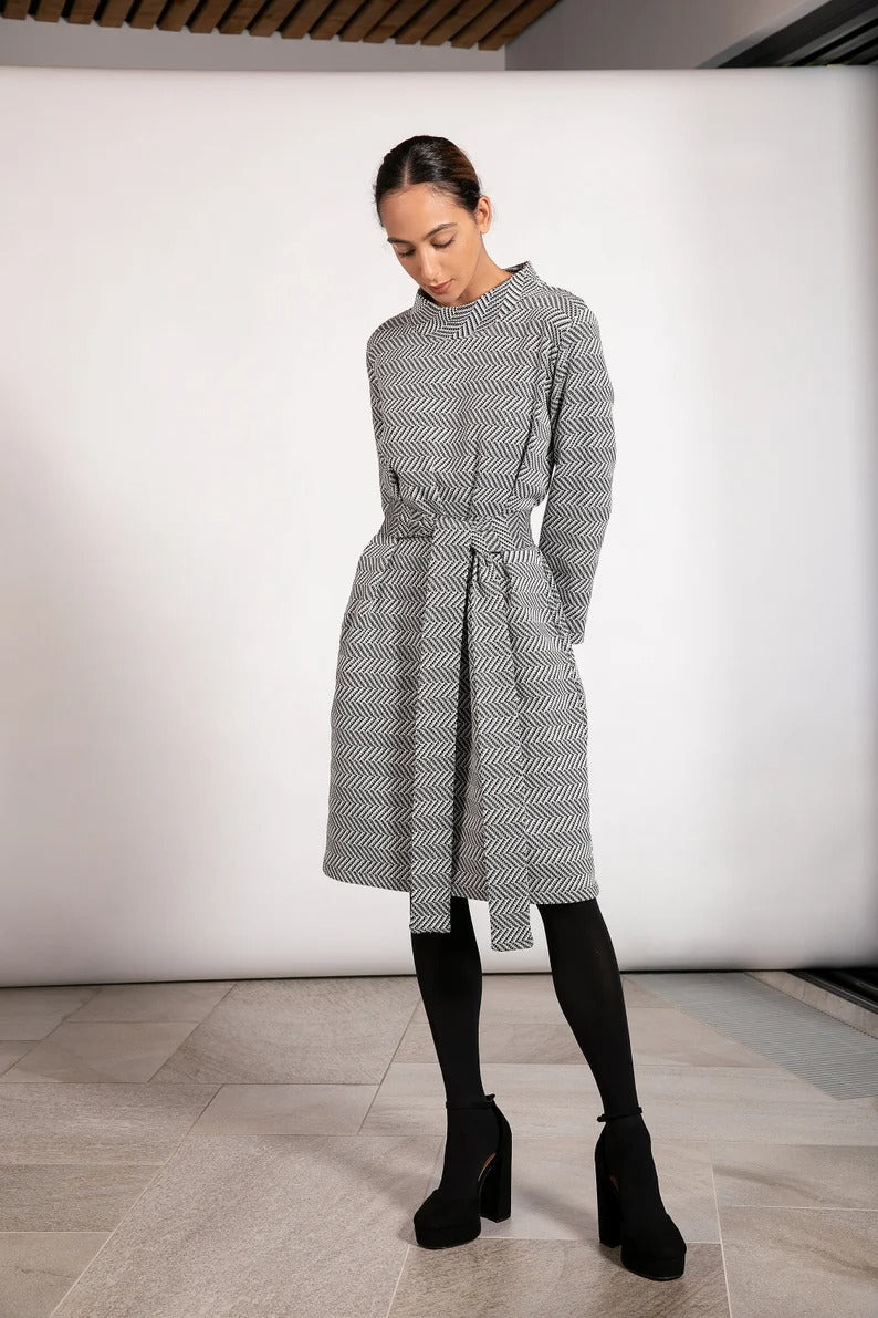 Knitted Dress with Mock Neck