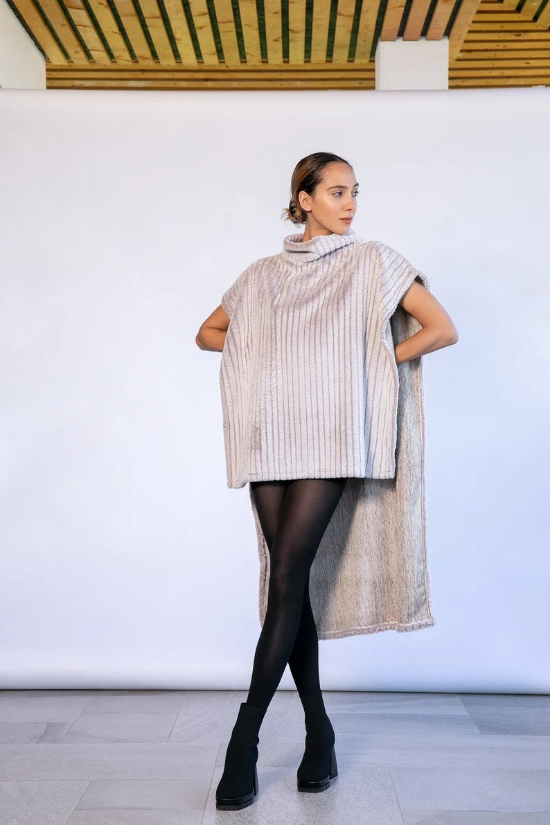 Unisex Faux Fur Poncho