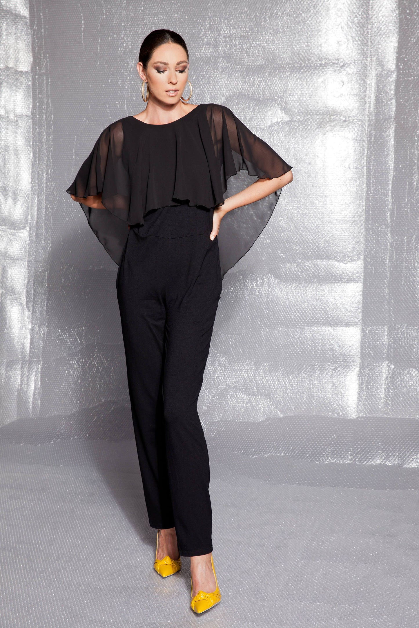 Open Back Jumpsuit In Black