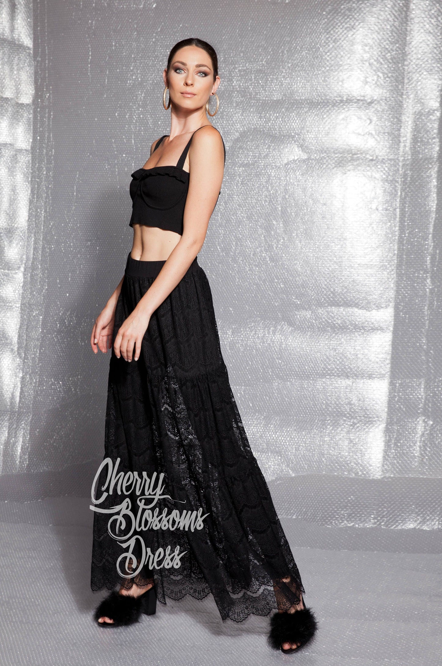 Long Lace Skirt In Black