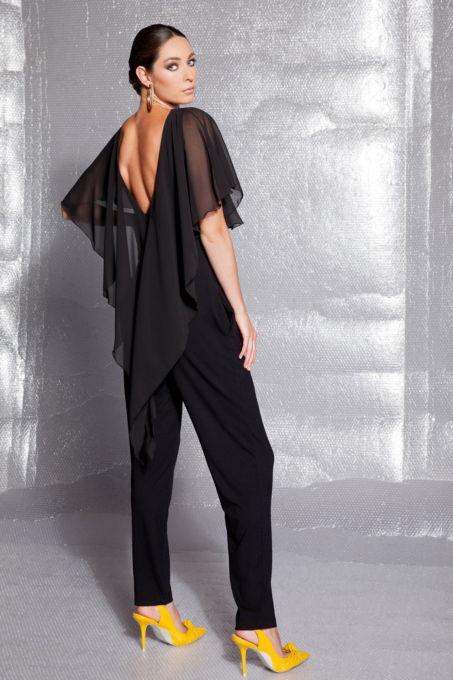 Open Back Jumpsuit In Black