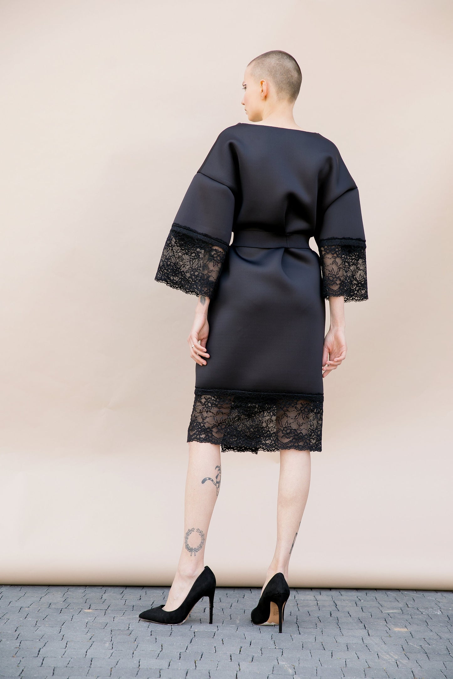 Neoprene Coat With Lace Details