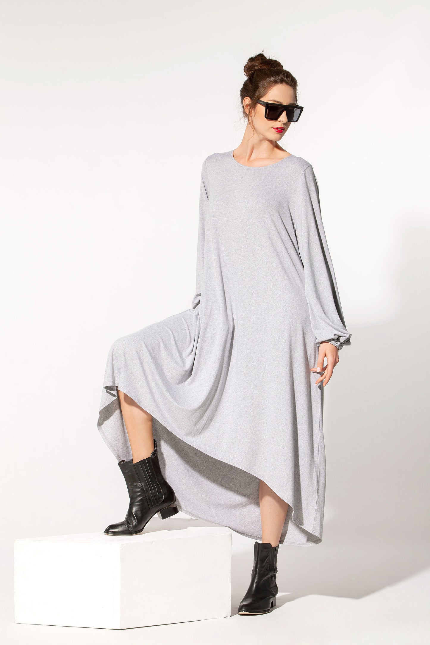 Grey Maxi High Low Dress