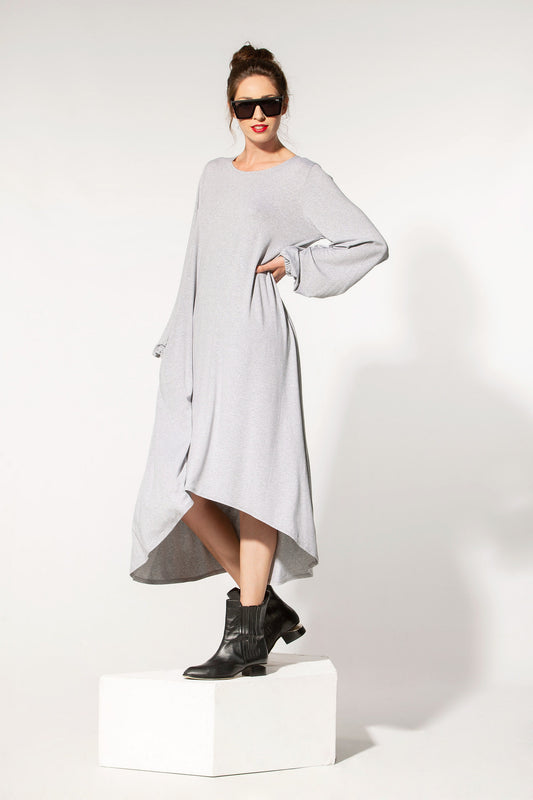 Grey Maxi High Low Dress