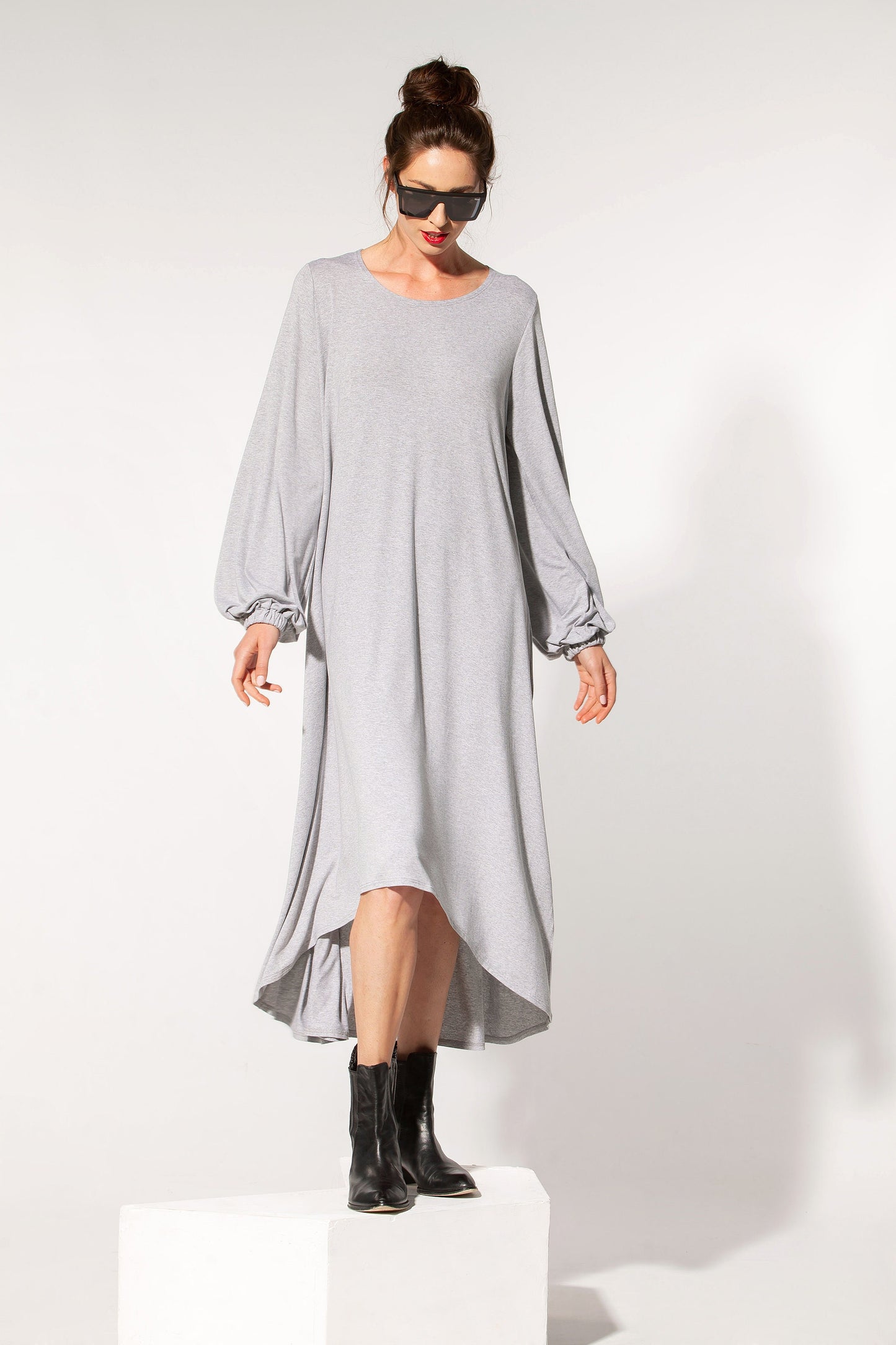 Grey Maxi High Low Dress