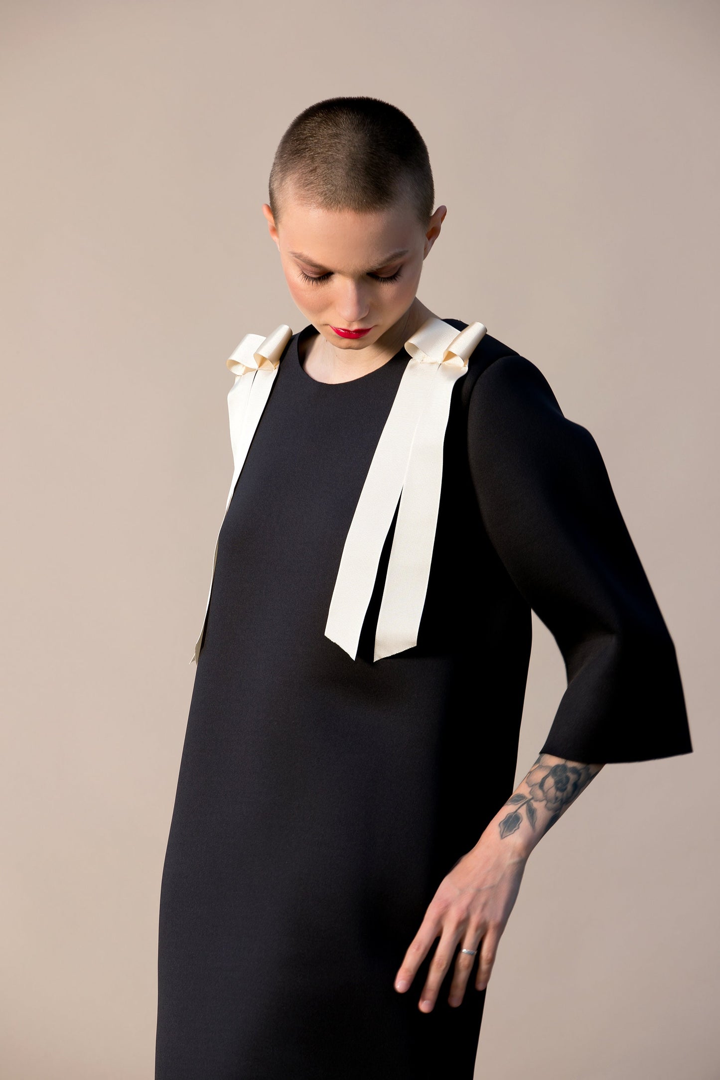 Neoprene Dress With Ribbons