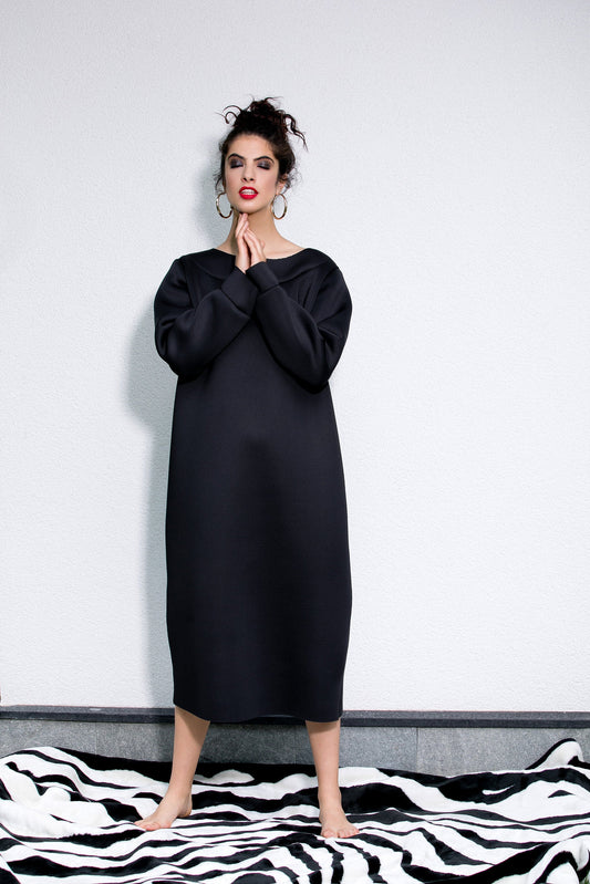 Black Neoprene Maxi Dress
