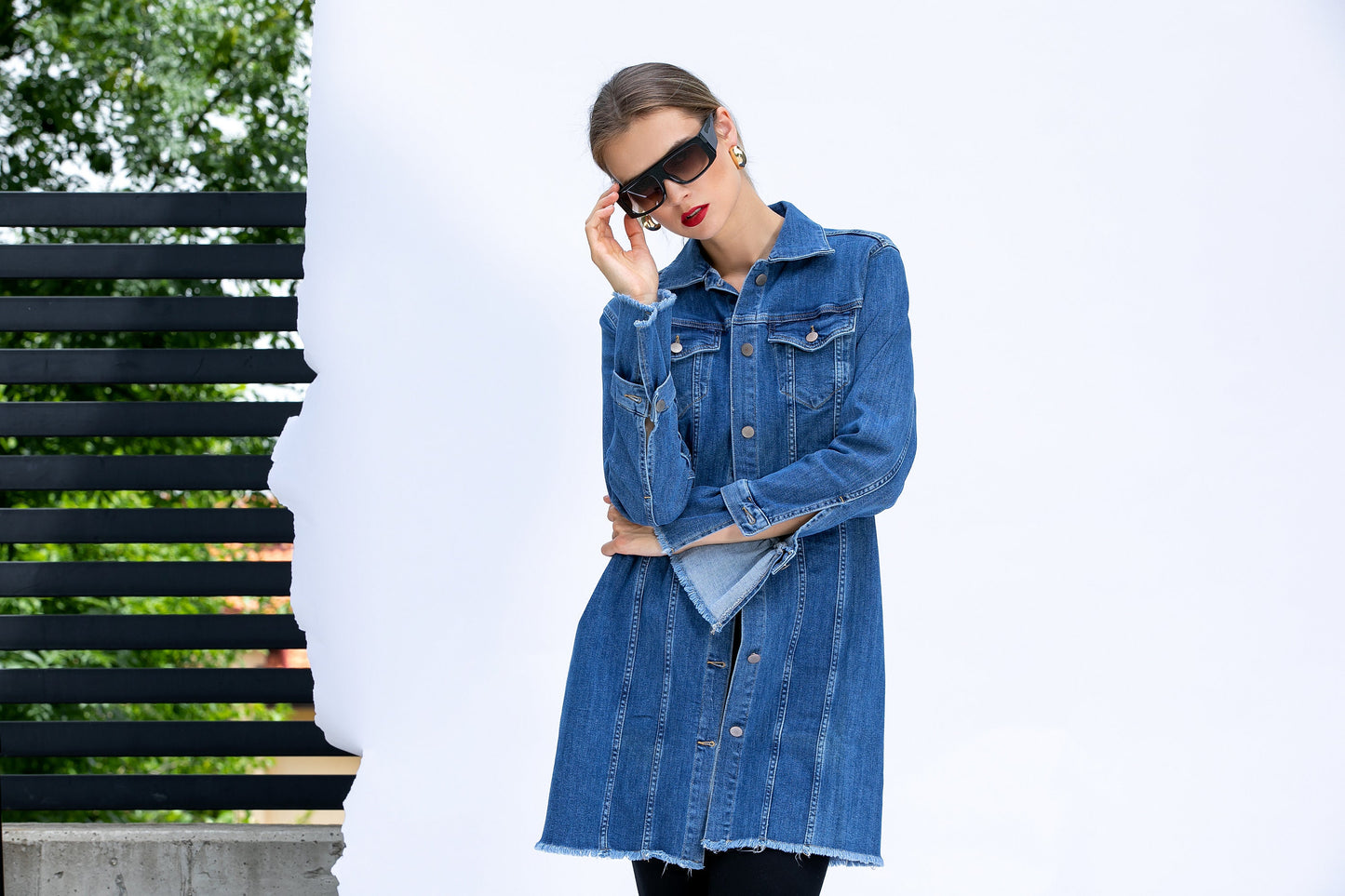 Denim Jacket with Animal Print