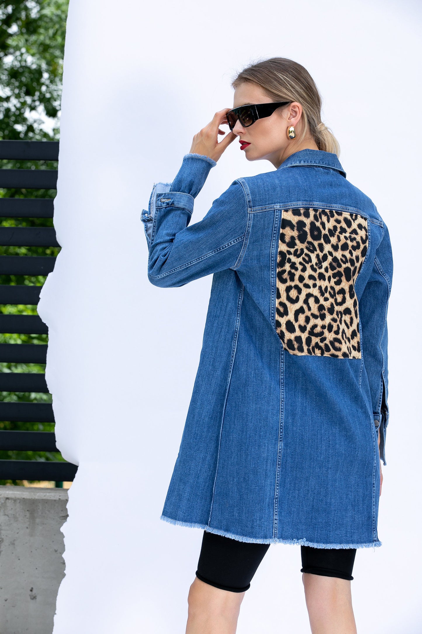 Denim Jacket with Animal Print