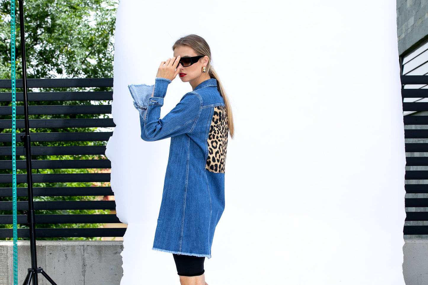 Denim Jacket with Animal Print