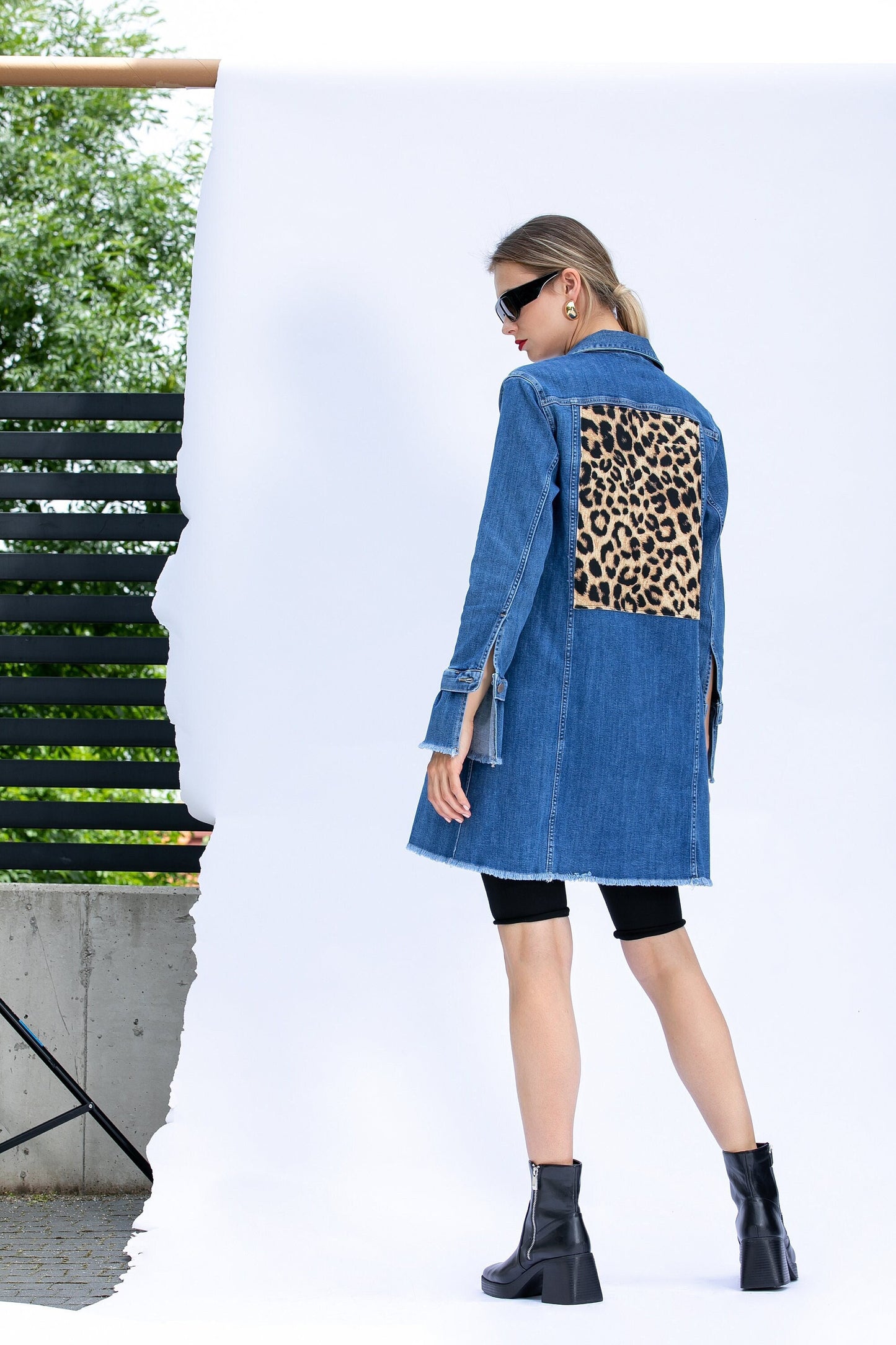 Denim Jacket with Animal Print